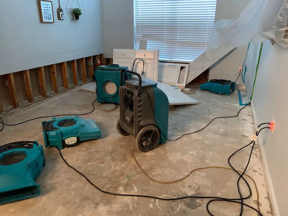 Dehumidifier in flood-cut room for Water Damage Restoration in Lake Wylie